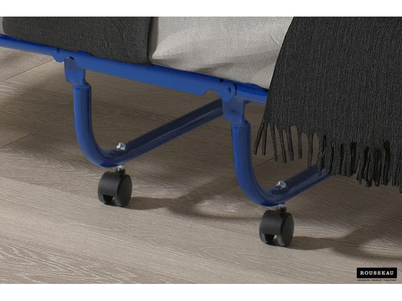 Lit pliable en métal gris 80x190 cm avec roues et matelas inclus