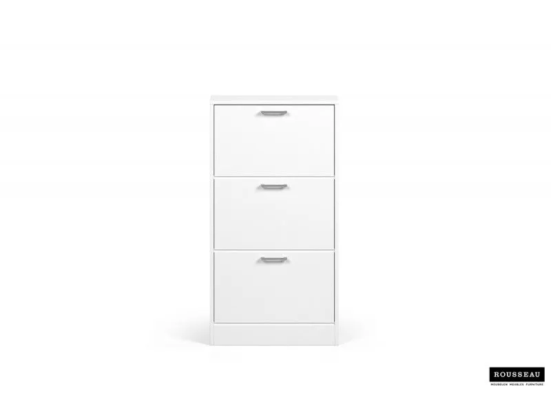 Meuble rangement chaussures, 3 compartiments, coloris blanc