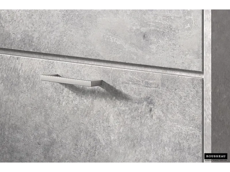 Meuble rangement chaussures, 3 compartiments, coloris béton