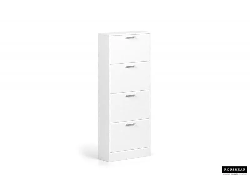 Meuble rangement chaussures, 4 compartiments, coloris blanc