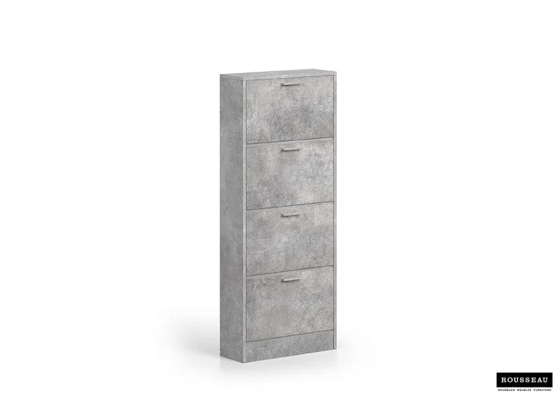 Meuble rangement chaussures, 4 compartiments, coloris béton