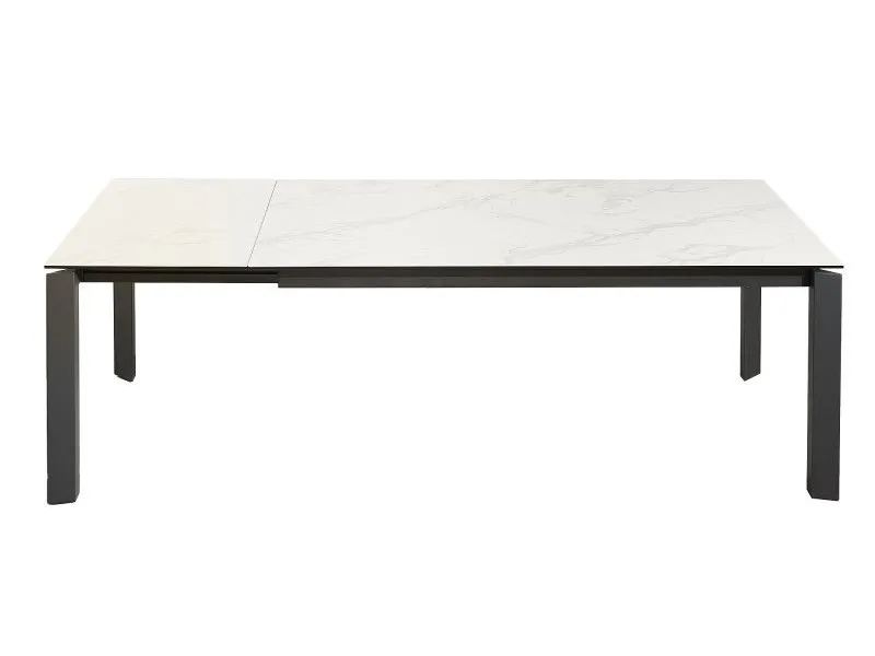 Table à manger extensible en céramique 180-240cm aspect marbre blanc