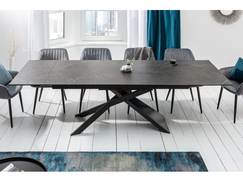 Table à manger extensible 180-220-260cm céramique aspect graphite