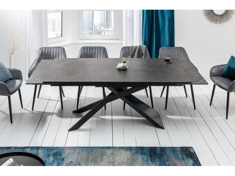 Table à manger extensible 180-220-260cm céramique aspect graphite