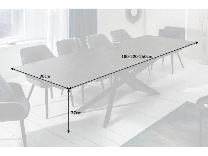 Table à manger extensible 180-220-260cm céramique aspect graphite
