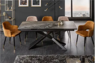 Table à manger extensible 180-220-260cm céramique aspect marbre 2