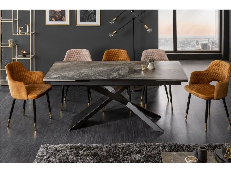 Table à manger extensible 180-220-260cm céramique aspect marbre
