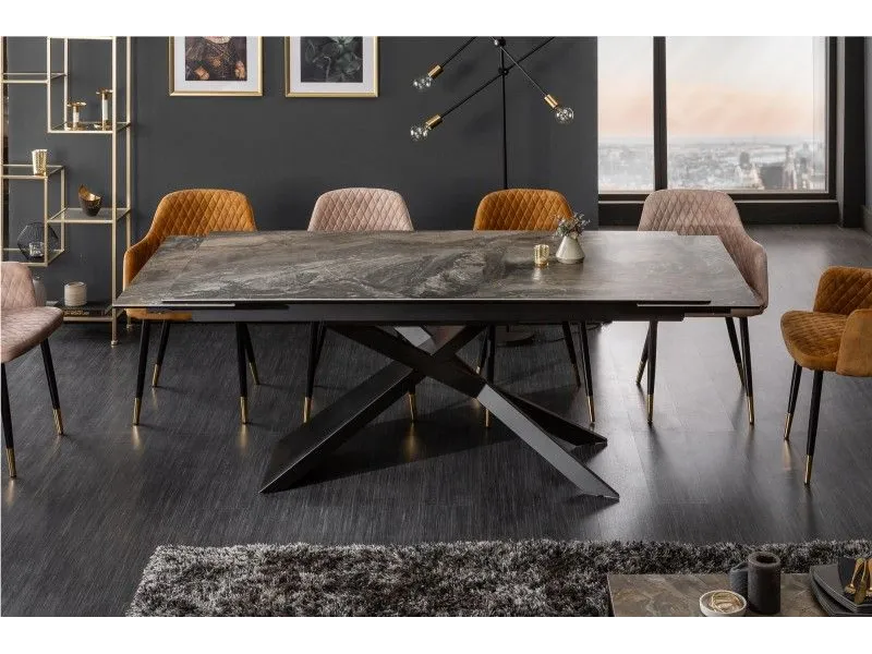 Table à manger extensible 180-220-260cm céramique aspect marbre