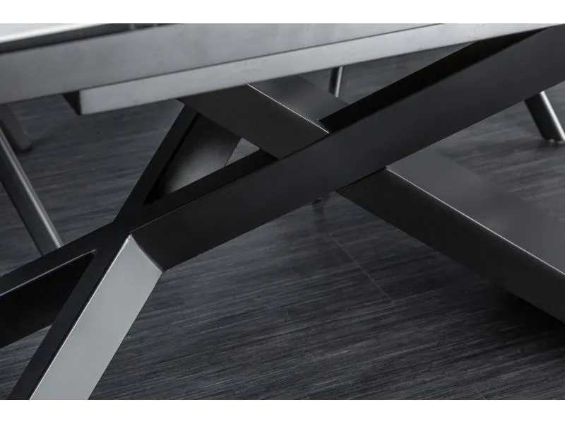 Table à manger extensible 180-220-260cm céramique aspect marbre blanc