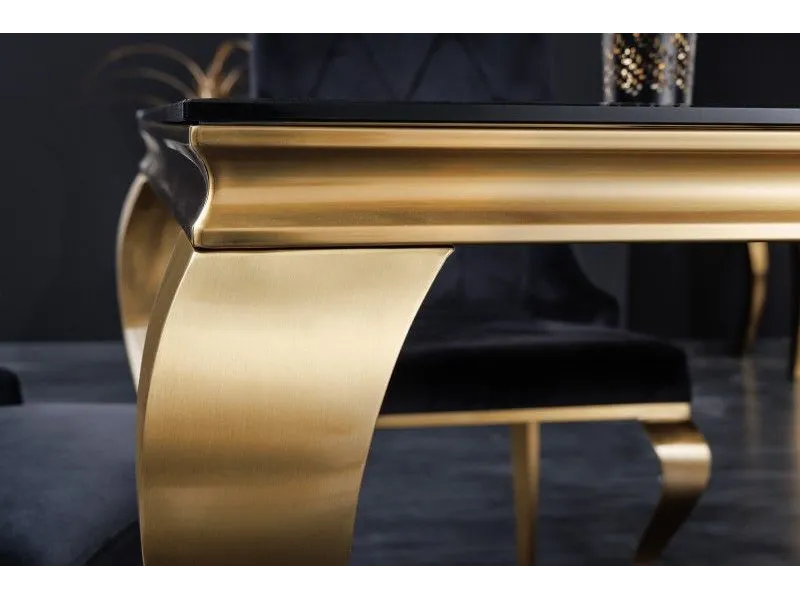 Table de salle à manger 180cm design baroque en noir et or