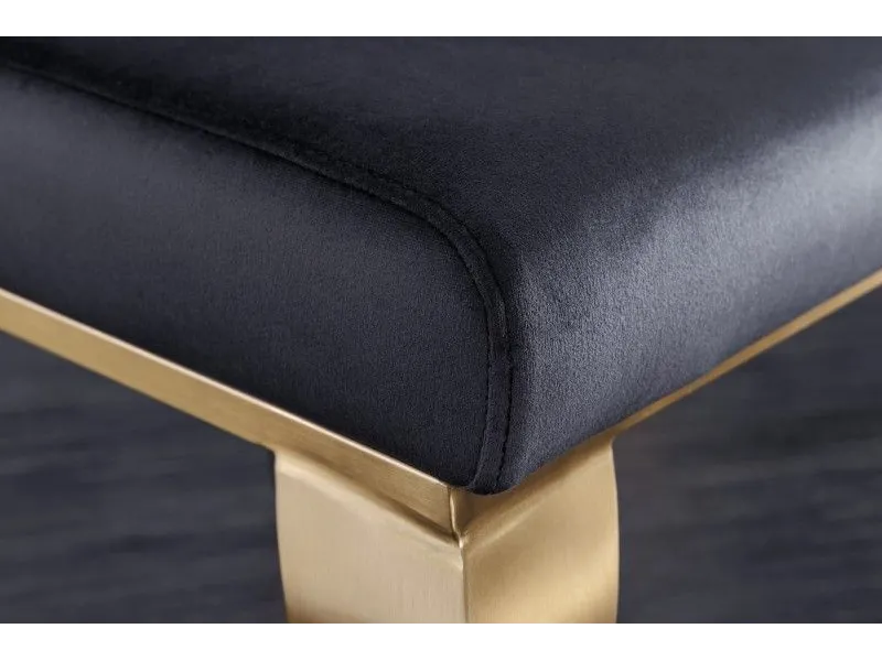 Lot de 2 Chaises de salle à manger design baroque coloris noir pieds doré