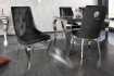 Lot de 2 Chaises de château en velours noir piètement en acier inoxydable, tête de lion argenté