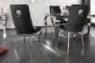 Lot de 2 Chaises de château en velours noir piètement en acier inoxydable, tête de lion argenté
