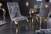 Lot de 2 Chaises de château en velours gris piètement en acier inoxydable, tête de lion doré