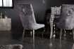 Lot de 2 Chaises de château en velours gris piètement en acier inoxydable, tête de lion argenté