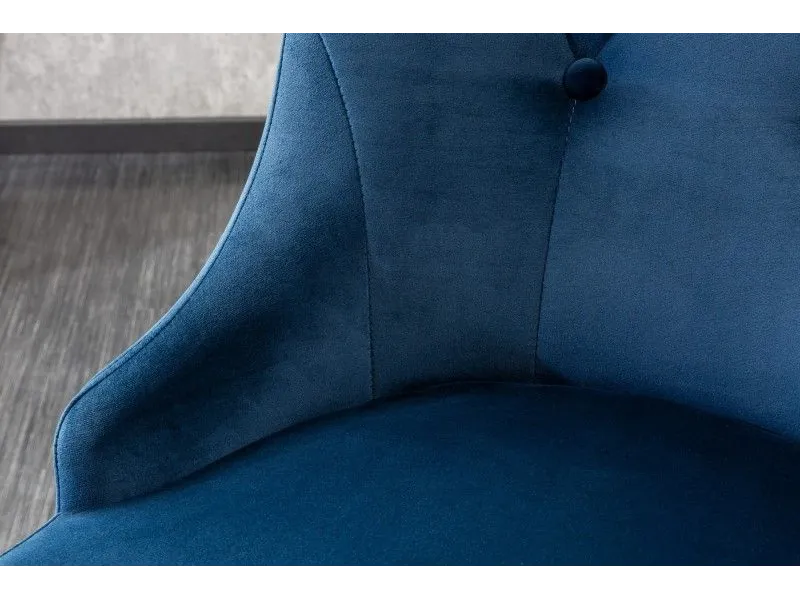 Lot de 2 Chaises de château en velours bleu royal piètement en acier inoxydable, tête de lion argenté